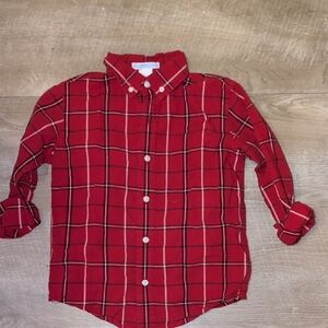 Janie and Jack Red Plaid Button Down Shirt